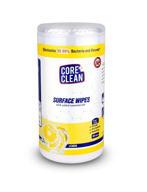 Core Clean Surface Wipes Lemon(100 Pulls)
