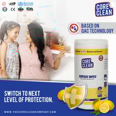 Core Clean Surface Wipes Lemon(100 Pulls)
