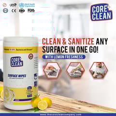 Core Clean Surface Wipes Lemon(100 Pulls)